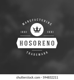 King Crown Logotype Design Element in Vintage Style Badge Retro vector illustration. Crown symbol.