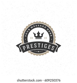 King Crown Logotype Design Element in Vintage Style Badge Retro vector illustration. Crown symbol.