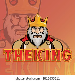 king with crown mascot logo e sport vector illustration