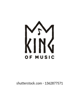 King crown with music note logo design