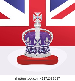 King crown on background of the flag of Britain