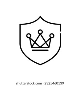 König kront auf einem Schild. Hochwertiger Luxus-Service. Pixel perfekt, bearbeitbarer Hub