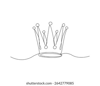 King crown outline drawing illustration. one continuous line drawing of crown.