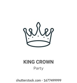 King crown outline vector icon. Thin line black king crown icon, flat vector simple element illustration from editable party concept isolated stroke on white background