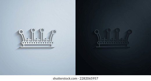 icono de papel de la corona circular con efecto de sombra diseño de iluminación vectorial