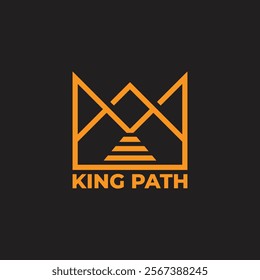 king crown path simple geometric line logo vector 