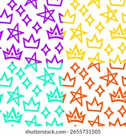 King-Crown-Muster. Kronen-Muster. Doodle Crown Pattern Hintergrund. nahtloses Muster.