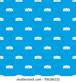 King crown pattern repeat seamless in blue color for any design. Vector geometric illustration
