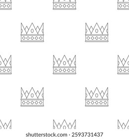 King crown pattern seamless, black and white color background