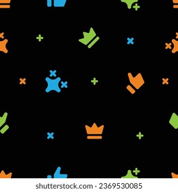 king crown plus like social media seamless pattern vector 