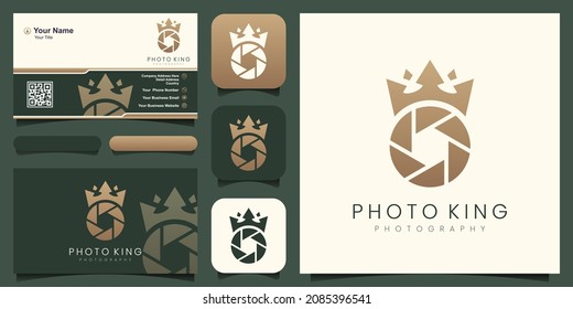 King Crown Queen Shutter Lens Aperture Camera Photography Logo Design Vector