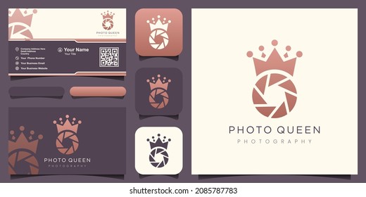 King Crown Queen Shutter Lens Aperture Camera Photography Logo Design Vector