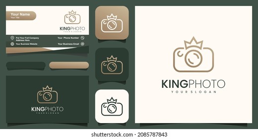 King Crown Queen Shutter Lens Aperture Camera Photography Logo Design Vector