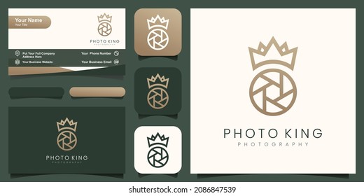 King Crown Queen Shutter Lens Aperture Camera Photography Logo Design Vector