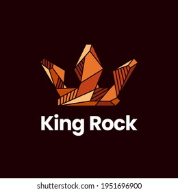 king crown rock stone logo vector icon illustration