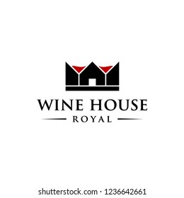 King Crown Royal with Wine Glass House Home Logo Design Inspiration