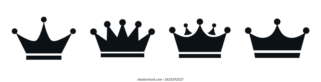King Crown Set. King Head Wear Icon Vector Illustration.