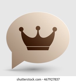 King crown sign. Brown gradient icon on bubble with shadow.