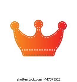 King crown sign. Orange applique isolated.