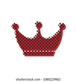 King crown sign. Vector. Brown icon with shifted black circle pattern as duplicate at white background. Isolated.