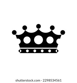 King crown silhouette icon on white background. Emblem and Royal symbols. Vector Illustration. 