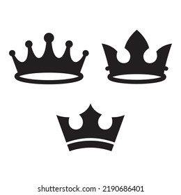 king crown silhouette symbol set