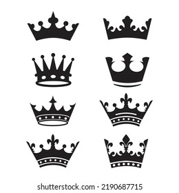 king crown silhouette symbol set