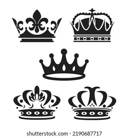 king crown silhouette symbol set