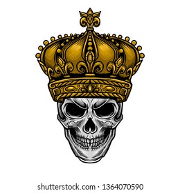 King Crown Skull Head Vector