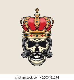 king crown skull retro vintage art
