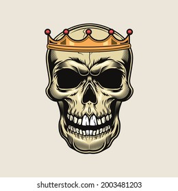 king crown skull retro vintage art