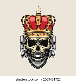 king crown skull retro vintage art