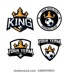 king crown soccer football sport logo isolated white background