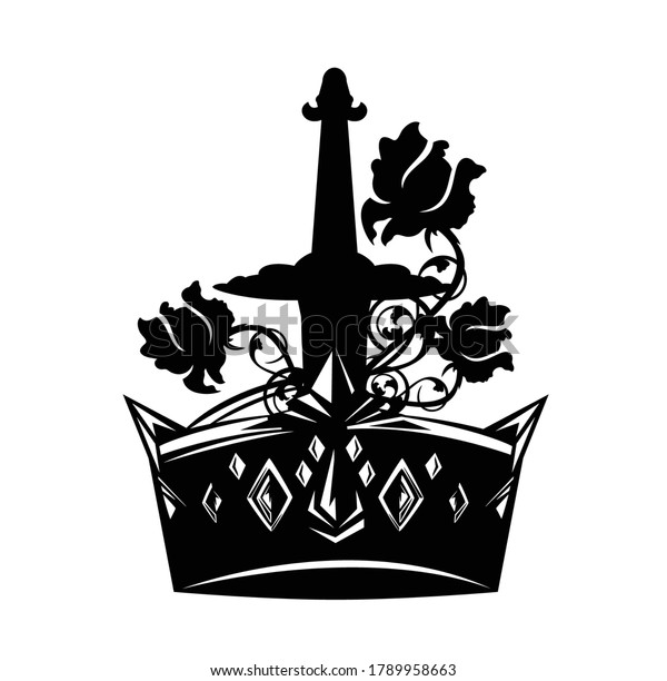 King Crown Sword Handle Three Rose Stock Vector Royalty Free 1789958663 Shutterstock