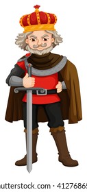 King with crown and sword illustration