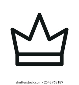 Icono de UI de la corona del rey, símbolo simple del Vector de la interfaz de usuario de la línea de la corona real