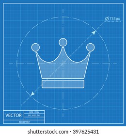 king crown vector blueprint icon 
