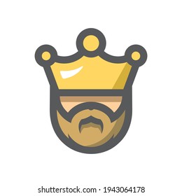 King with a Crown Vector icon Cartoon illustration