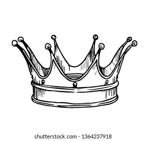 King Crown Vector Illustration Hand Drawn On White