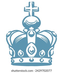 Corona King en estilo vintage. Ilustración vectorial.