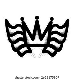 King crown and wings with spray paint graffiti