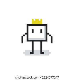 King cube illustration, pixel art character