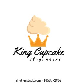 king cupcake logo concept idea for business bakery dessert vector template