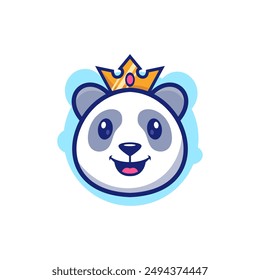 King Cute Panda Logo Template using modern style vector view
