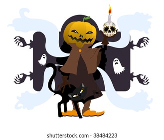 the king of the darkness Samhain holding a skull