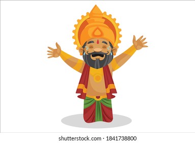 King Dashratha is crying. Vector cartoon illustration. Isolated on a white background.