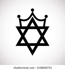 King David Logo a Crown and Jews Star Symbol. Black, flat, simple icon isolated on a white background. Vector drawing. Logo.