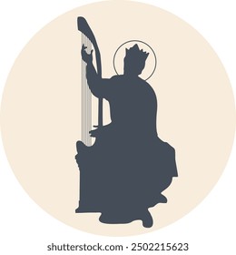 El rey David tocando el arpa. Ilustración vectorial. Icono de diseño plano.