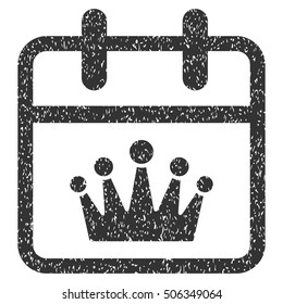 King Day grainy textured icon for overlay watermark stamps. Flat symbol with dust texture. Dotted vector gray ink rubber seal stamp with grunge design on a white background.