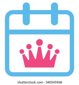 King Day vector icon. Style is bicolor flat symbol, pink and blue colors, rounded angles, white background.